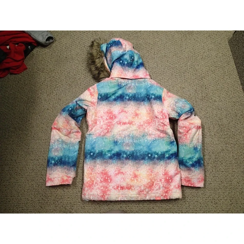Roxy American Pie Girl Jacket Girls XL 14 Pink Blue Excellent DryFlight 10K Hood